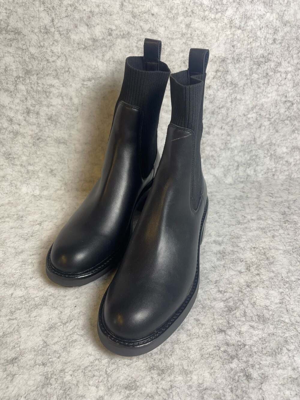 Steve Madden Holley Black Ribbed Sock Ankle Boots women’s 8.5